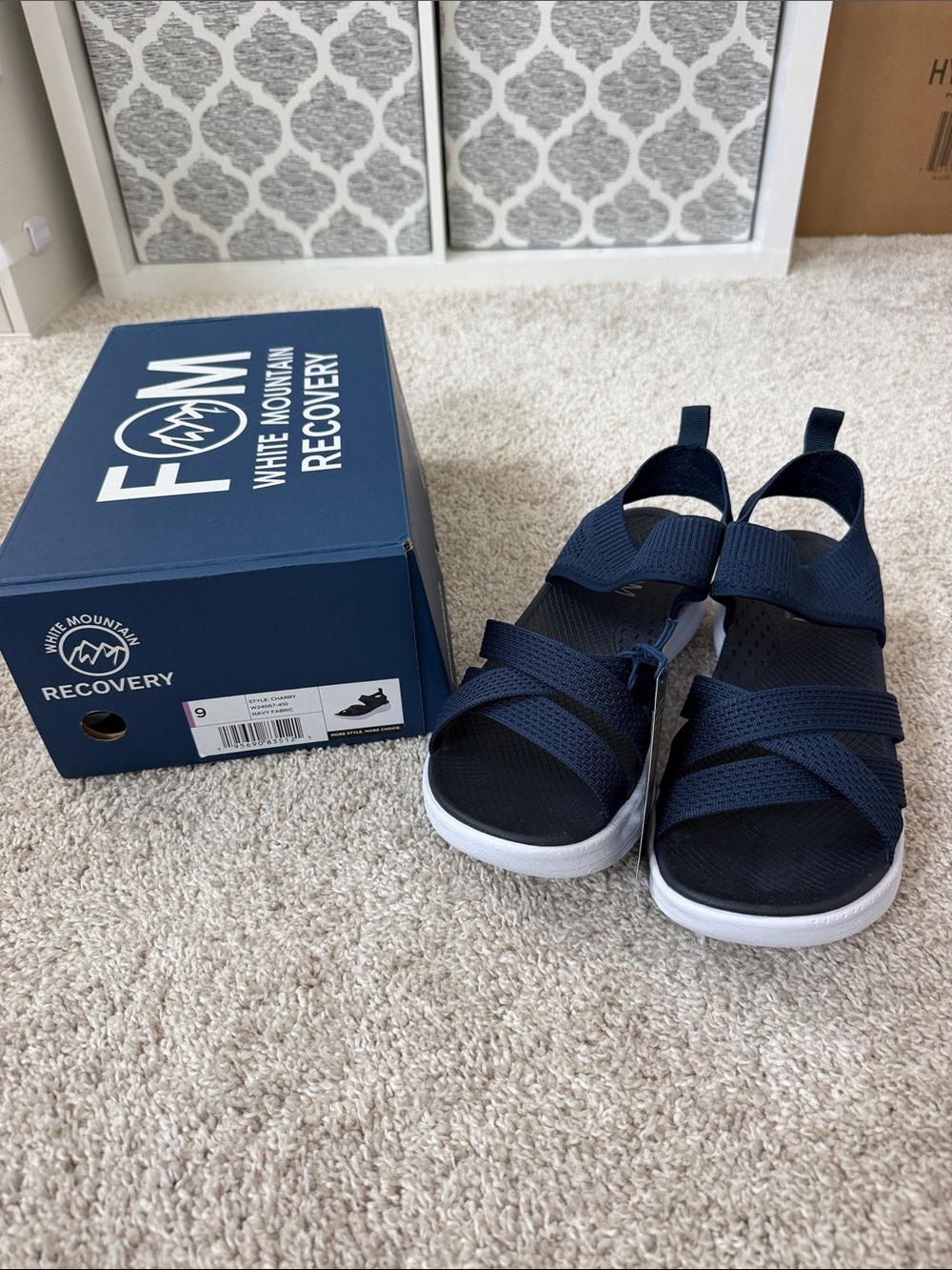 White Mountain Charry Navy Strappy Comfort Sandals for Women